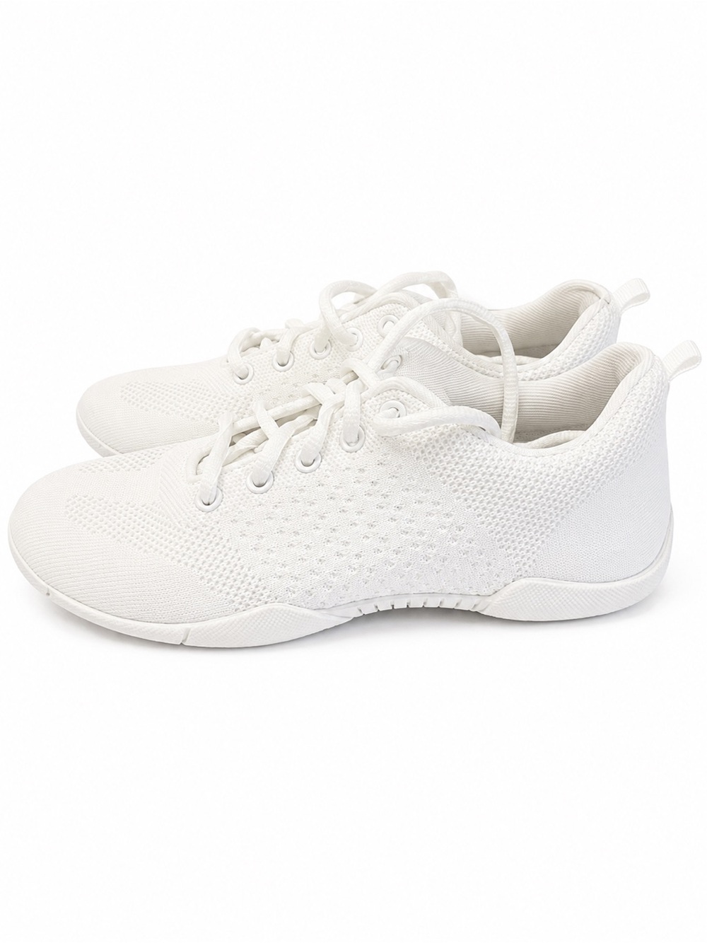 Women’s White Knit Lace-Up Sneakers